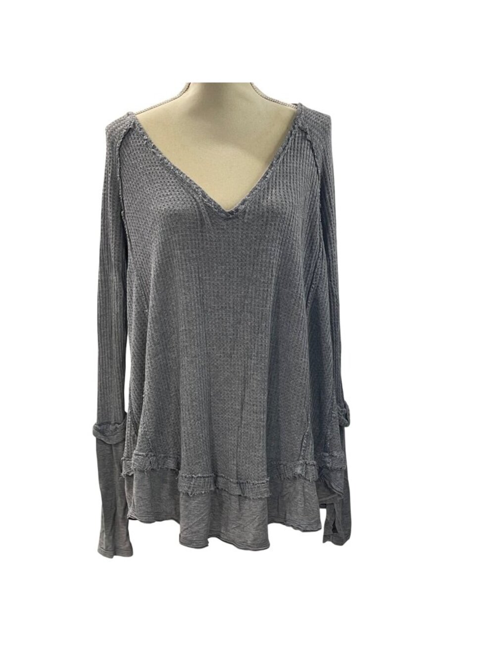 Free People We The Free Laguna Thermal Tunic Women's Size Medium Oversized Gray